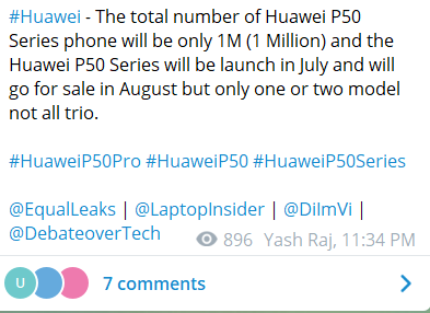 Huawei P50 series launch information