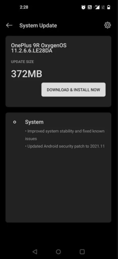 OnePlus 9R November 2021 patch
