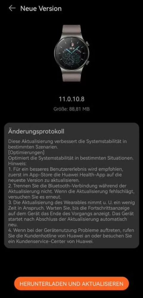 Huawei Watch GT 2 Pro September 2022 update