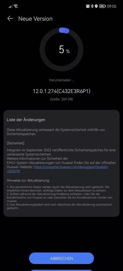 Huawei P50 Pro September 2022 patch
